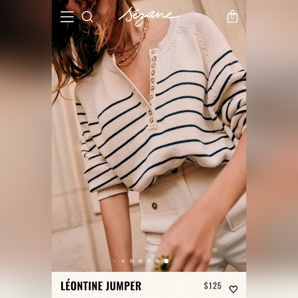 Sezane Léontine Jumper Ecru / Marine. - Size XS